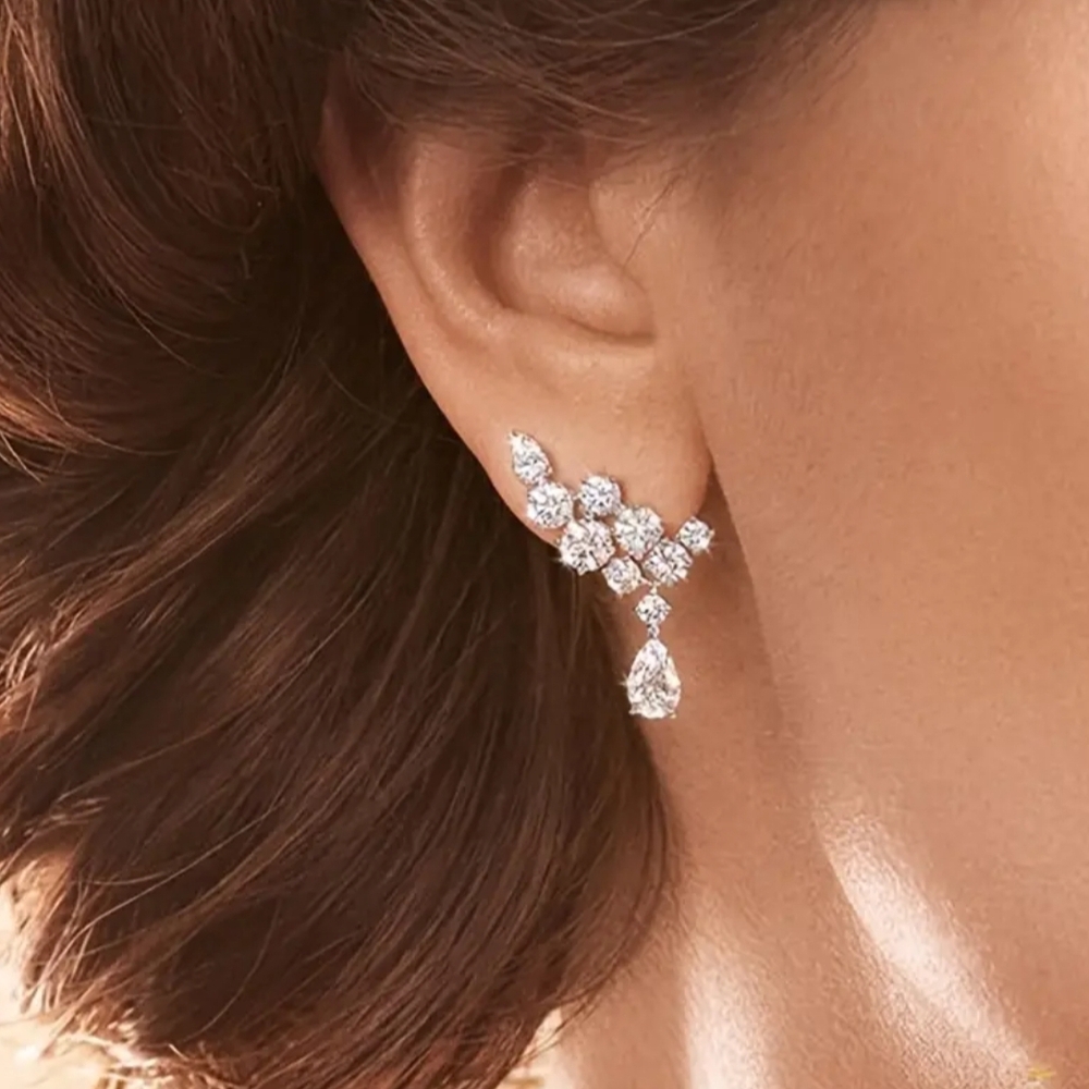 White Rhodium Crystal Earrings - Picture 3 of 5